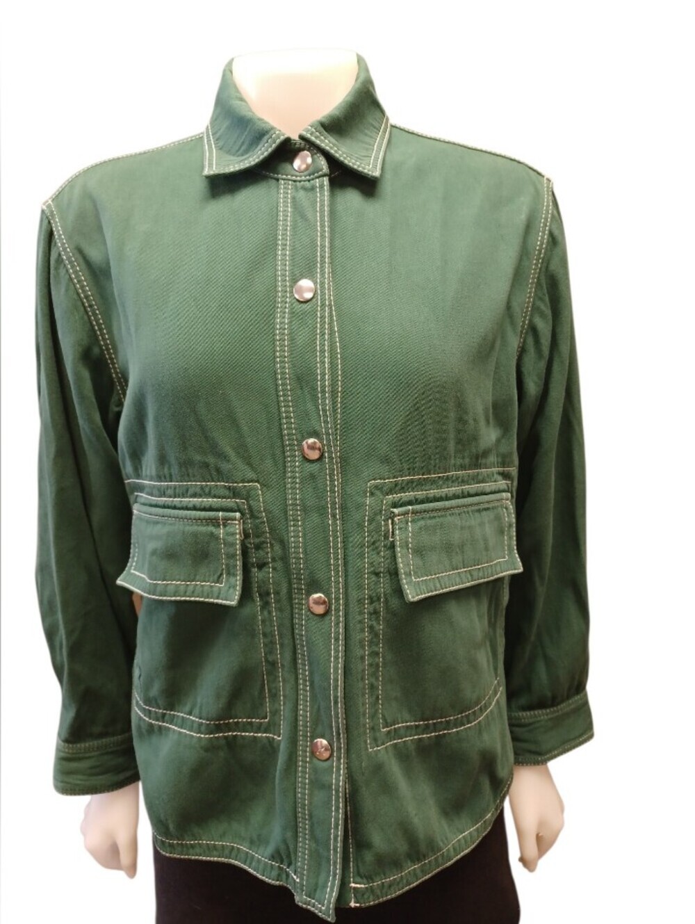 Kenzo Contrast Stitch - Button Down Jacket in Forest Green Size 38